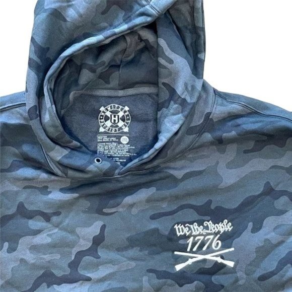 HOWITZER MENS 'WE THE PEOPLE' DISTRESSED GAPHIC GREY/BLACK HOODIE - NWOT - - Picture 5 of 9